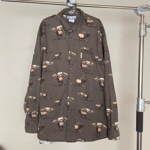 Vintage Columbia Moose Print Button-Up Shirt